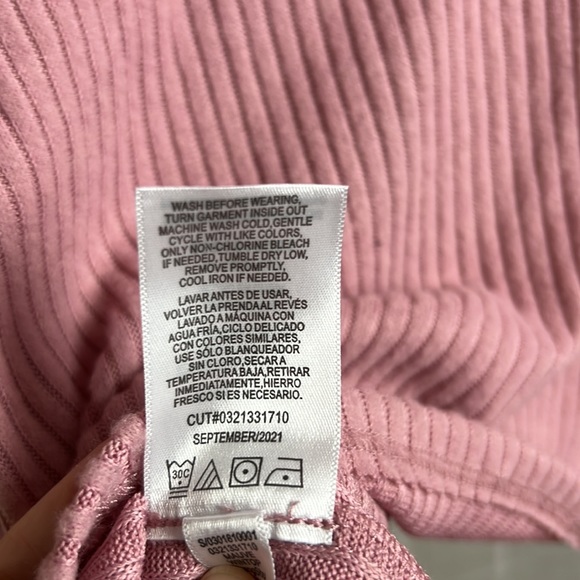 Ten Sixty Sherman Girls Pink Ruched V-Neck Long Sleeve Ribbed Top size XL - Picture 5 of 5
